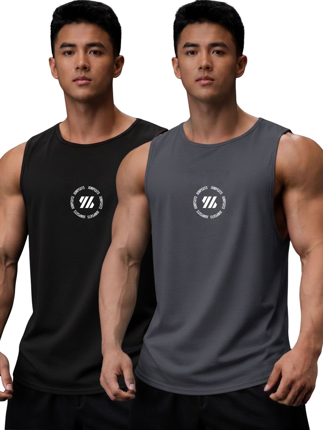 JUMPCUTS Pack of 2 Printed Gym Vest