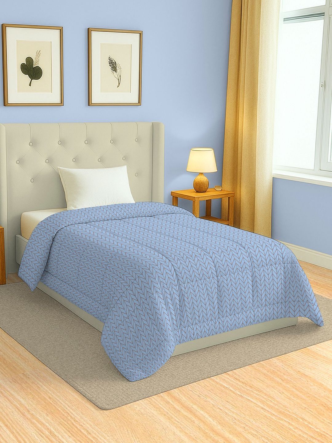 SWAYAM Blue & Light Blue Geometric AC Room 150 GSM Comforter