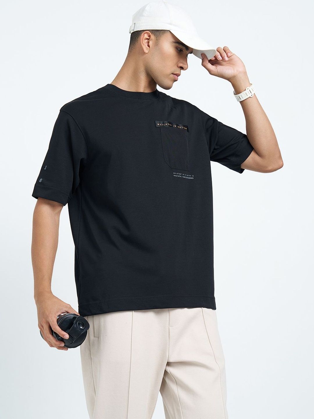 Ajile by Pantaloons Men Typography Printed Pockets T-shirt
