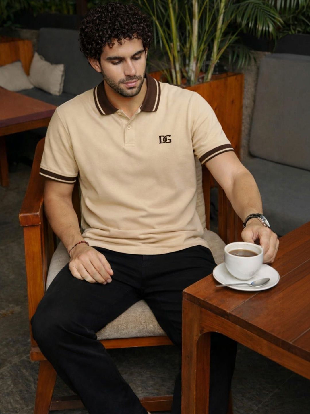 DAMN GUD DG Men Brand Logo Polo Collar T-shirt