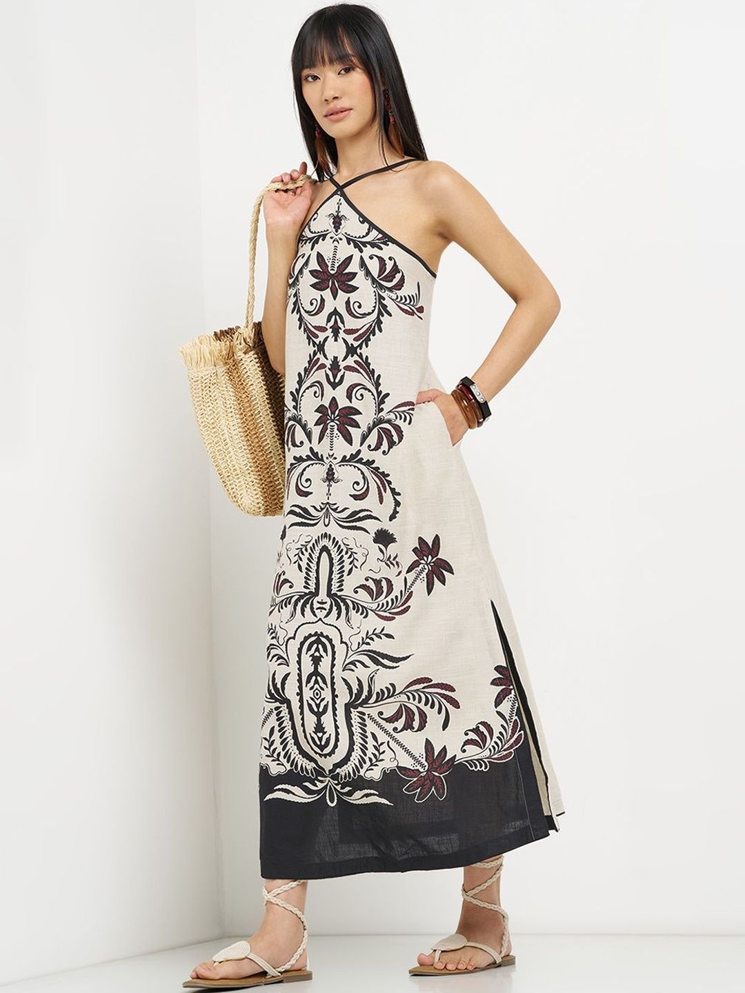 akkriti by pantaloons maxi dress Akkriti by Pantaloons Black Printed Maxi Dress