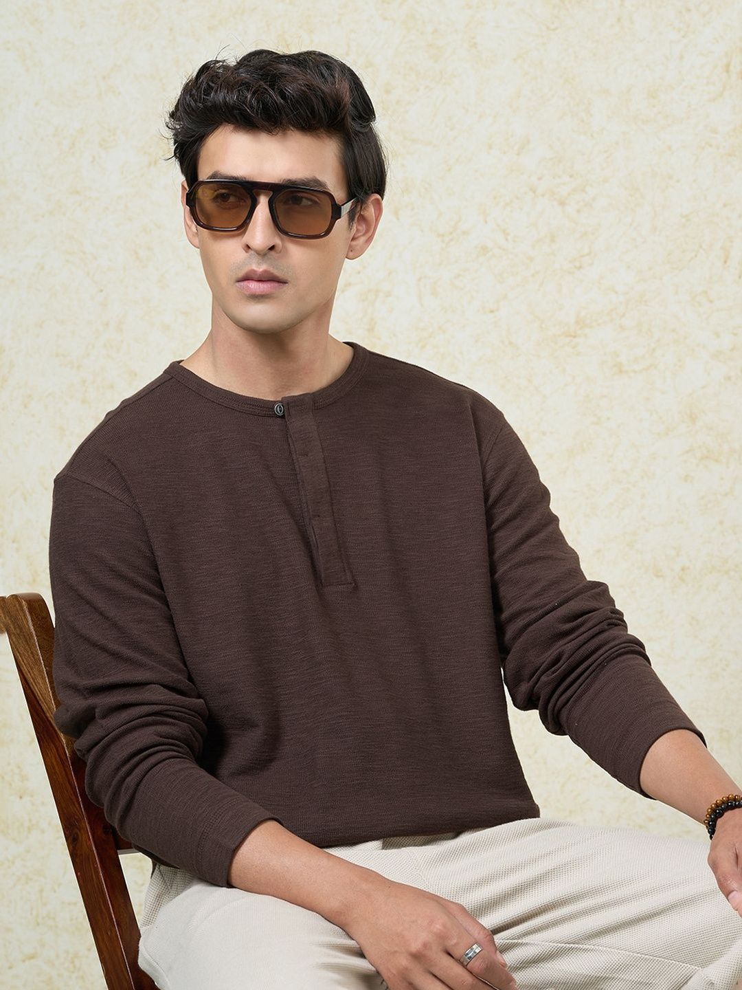 7 Alt by Pantaloons Men Henley Neck T-shirt