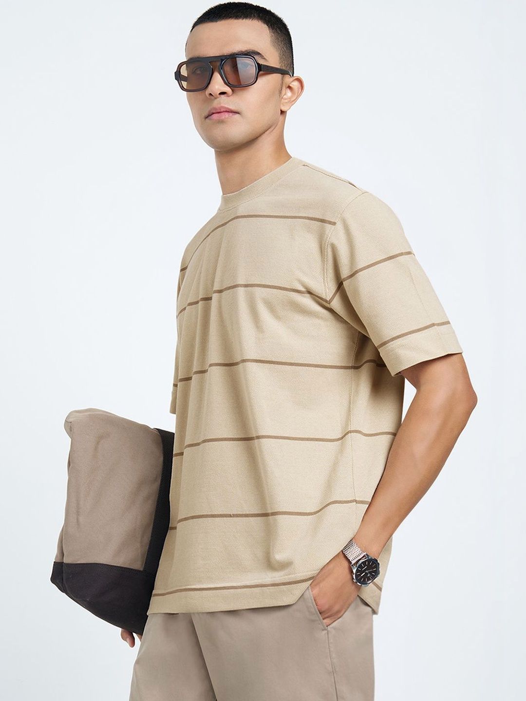 Peregrine by Pantaloons Men Striped T-shirt
