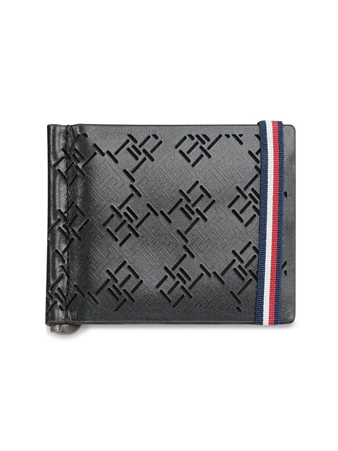 Leather Money Clip Tommy Hilfiger Men Woven Design Leather Money Clip