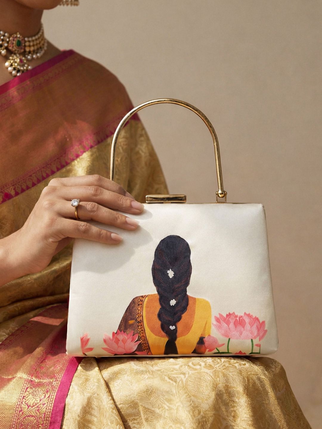 ARTKLIM Flower Lady Printed Box Clutch