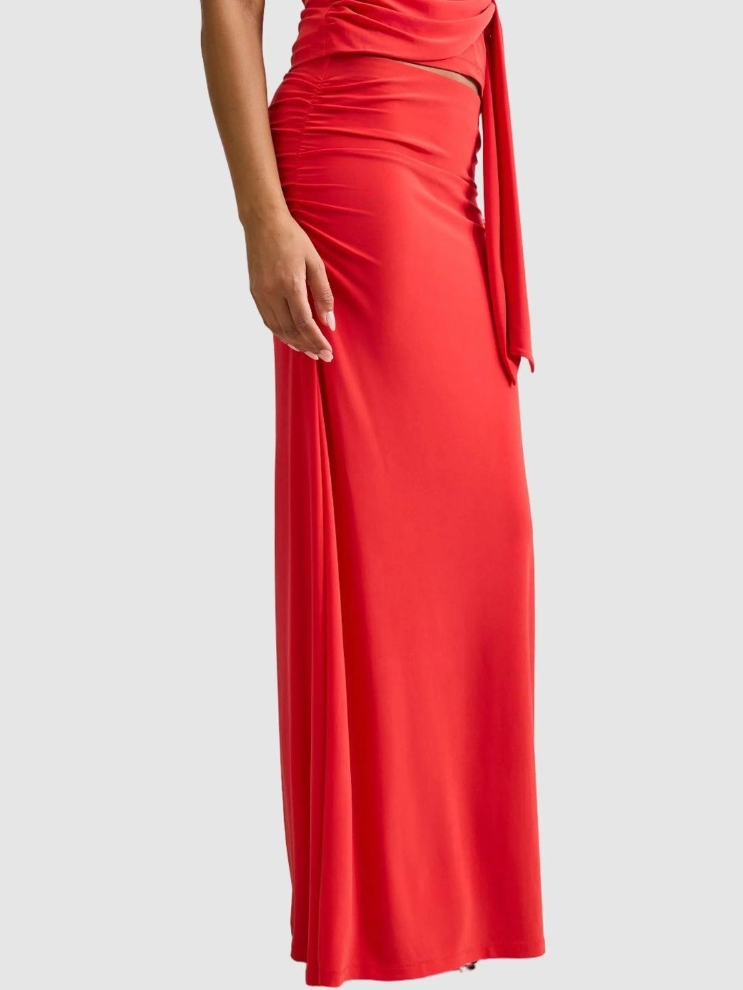 Ruched Maxi Straight Skirt