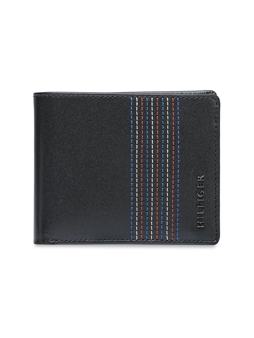 Leather Two Fold Wallet Tommy Hilfiger Men Striped Leather Two Fold Wallet