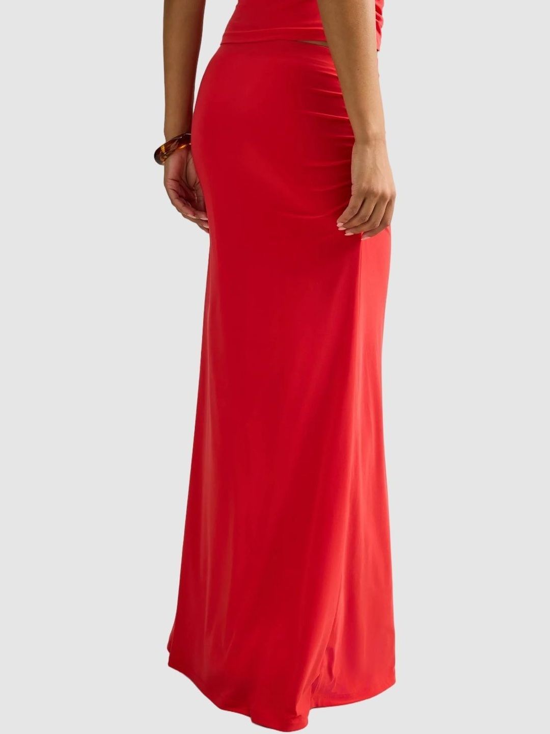 Ruched Maxi Straight Skirt