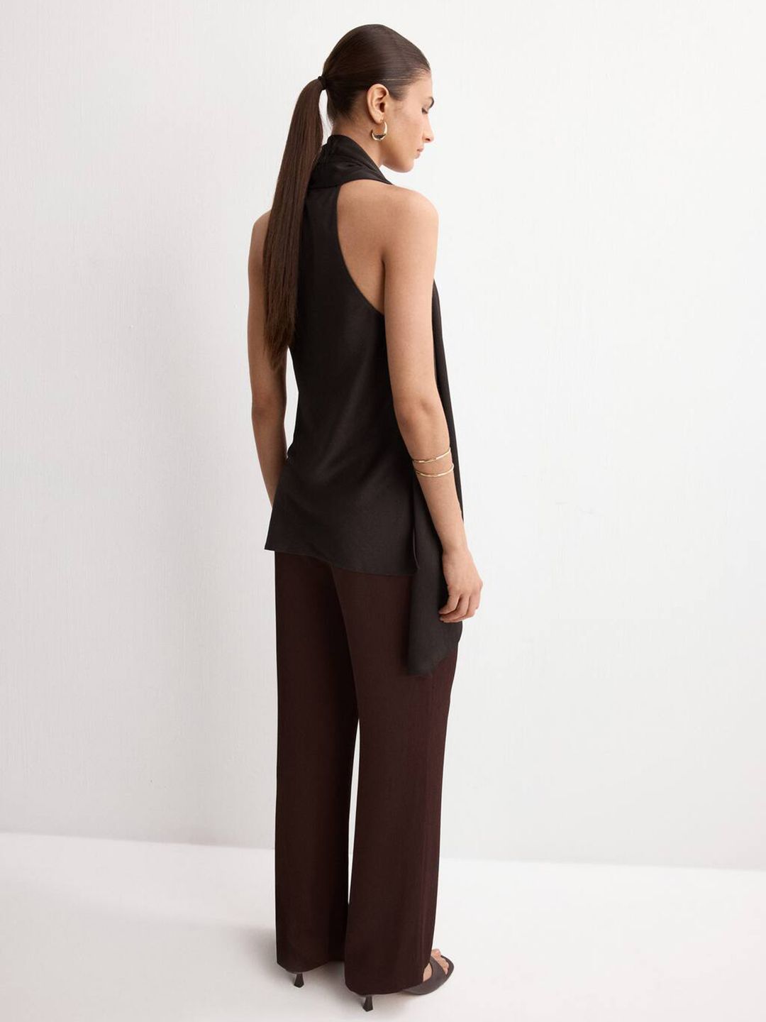 Scarf Neck High-Low Longline Top