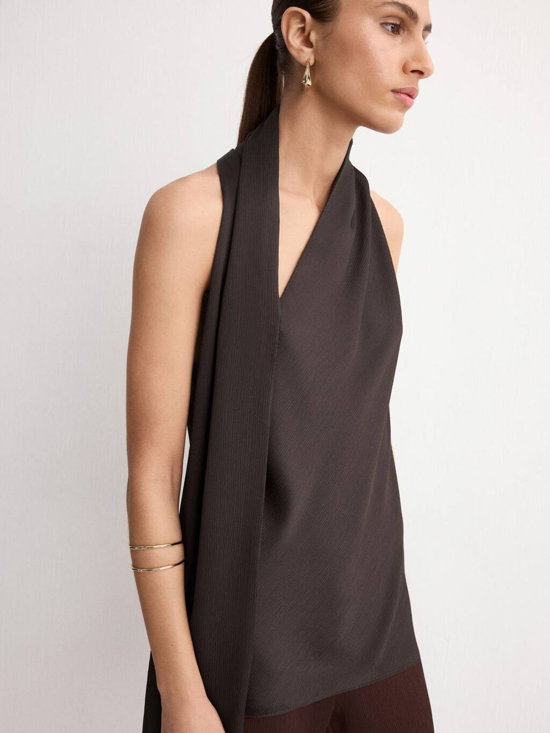 Scarf Neck High-Low Longline Top