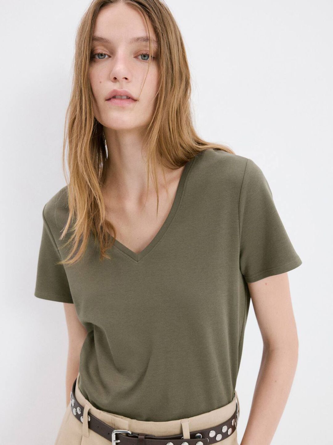V-Neck Pure Cotton T-shirt