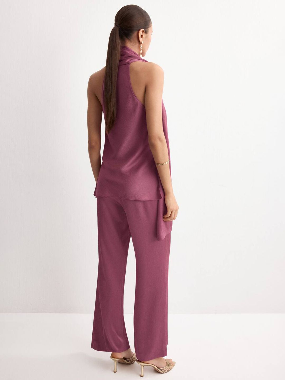 Draped Scarf Neck Casual Top
