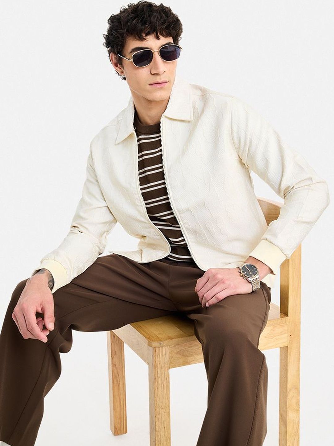 Snitch Cream Textured Jacket