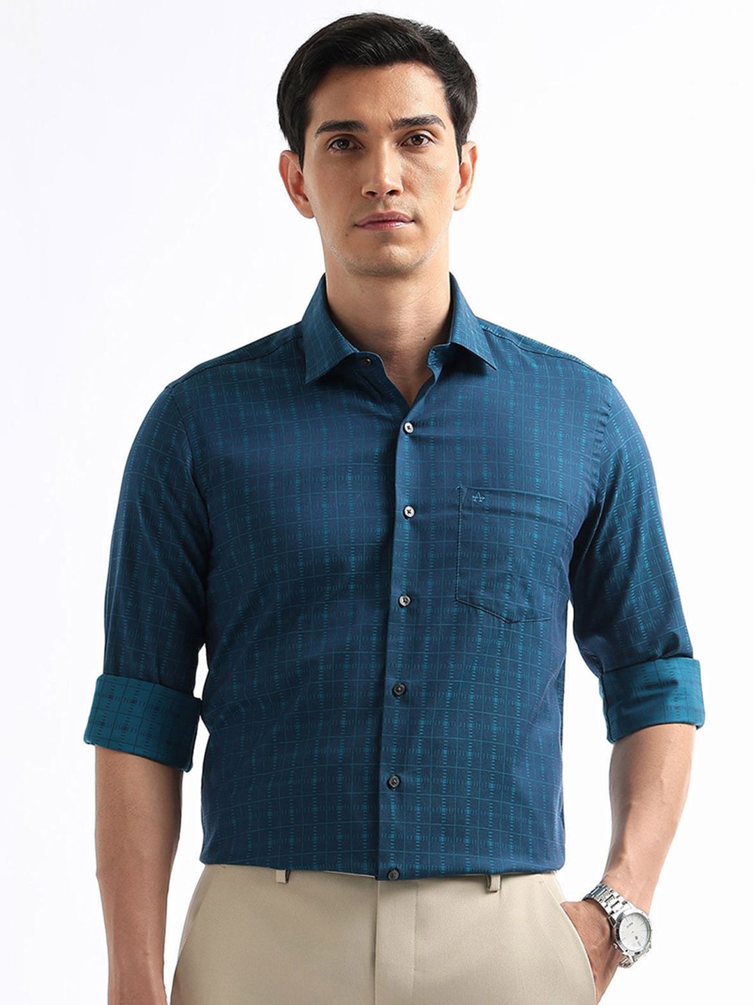 Arrow Arrow Slim Fit Checked Pure Cotton Formal Shirt