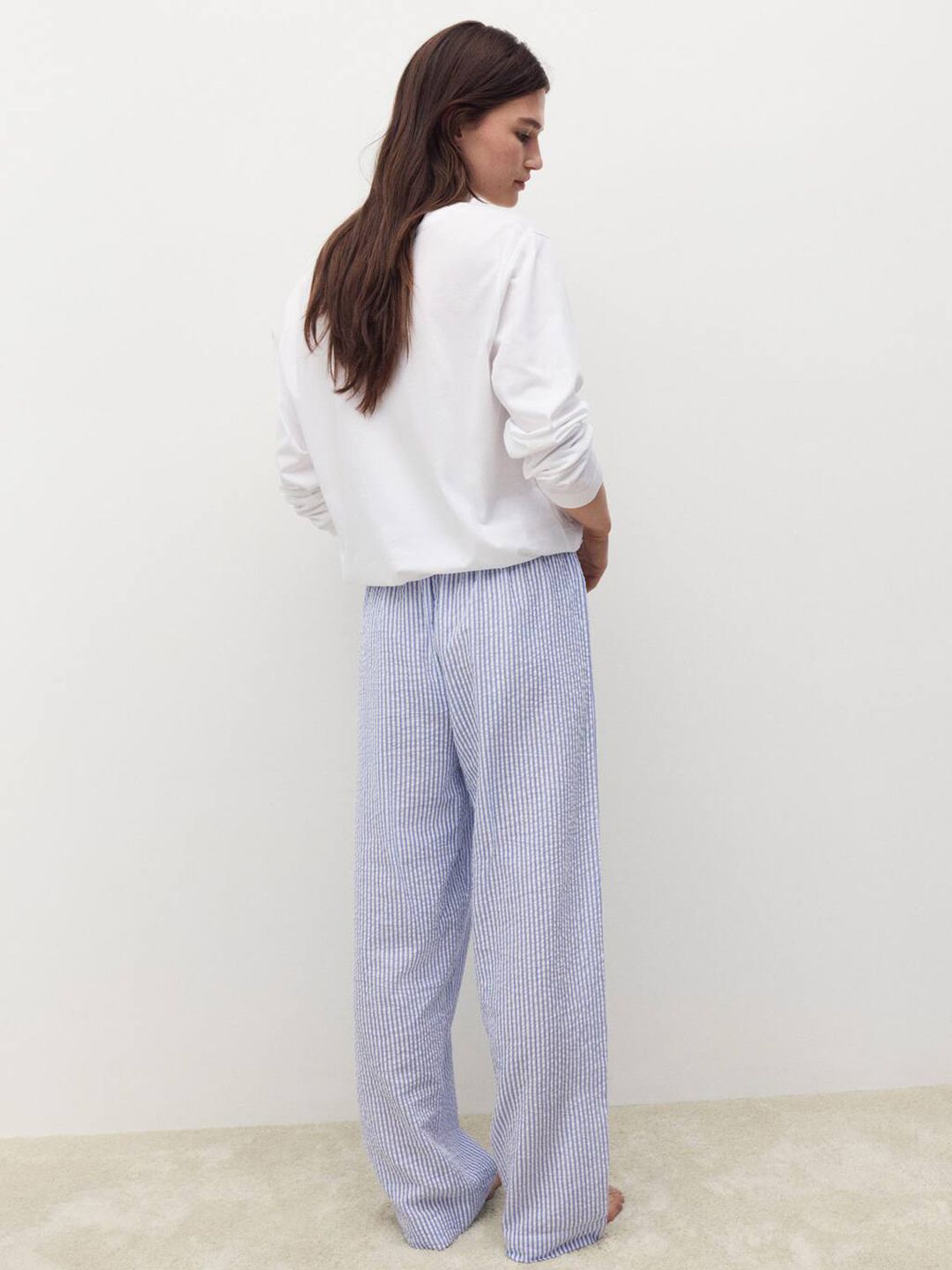 Striped Pure Cotton Straight Lounge Pants