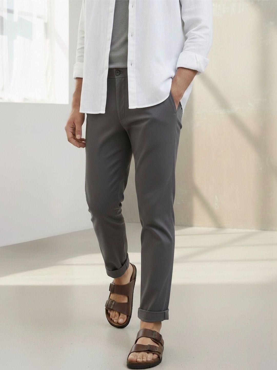 MICHEAL FERAAS Men Leather Comfort Sandals