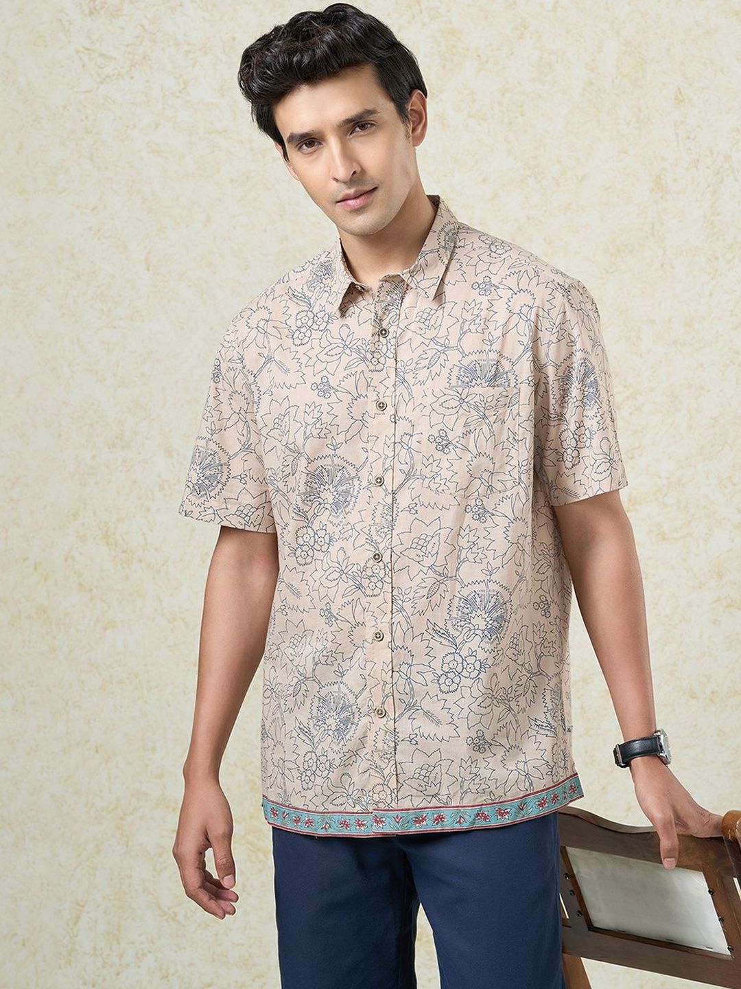 indus route by Pantaloons Men Printed Thread Work Pathani Kurta
