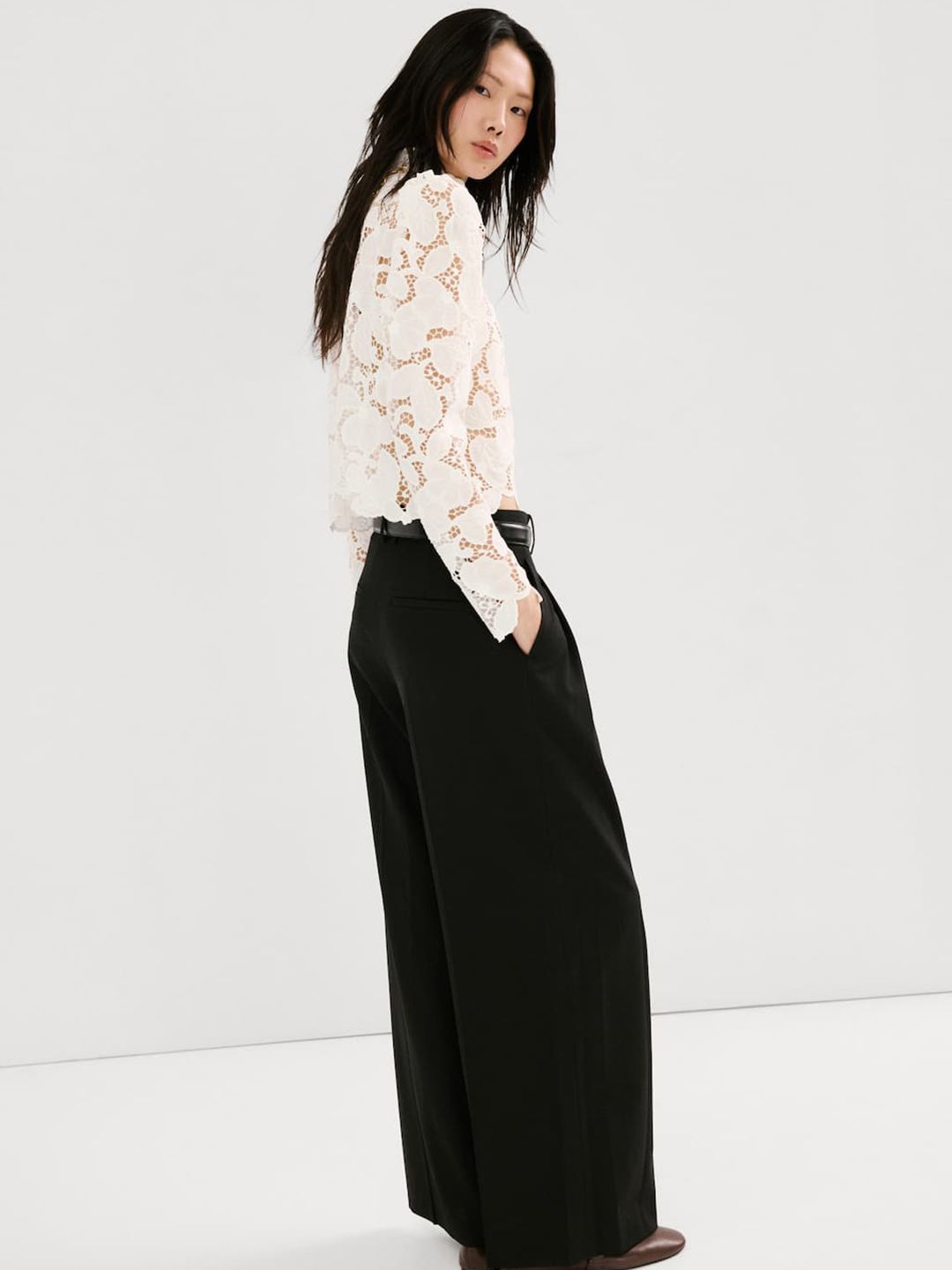 Lace Semi Sheer Casual Top