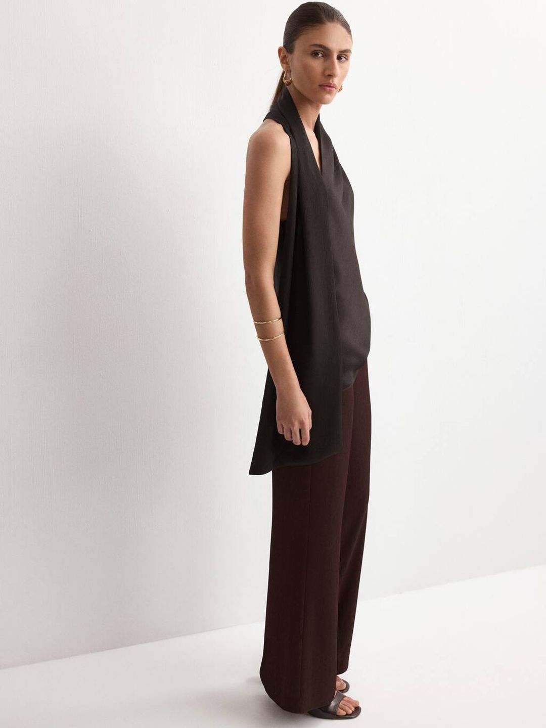 Scarf Neck High-Low Longline Top