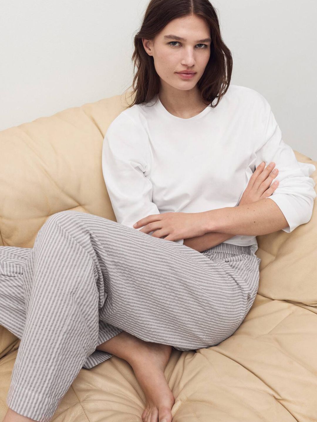Striped Pure Cotton Straight Lounge Pants
