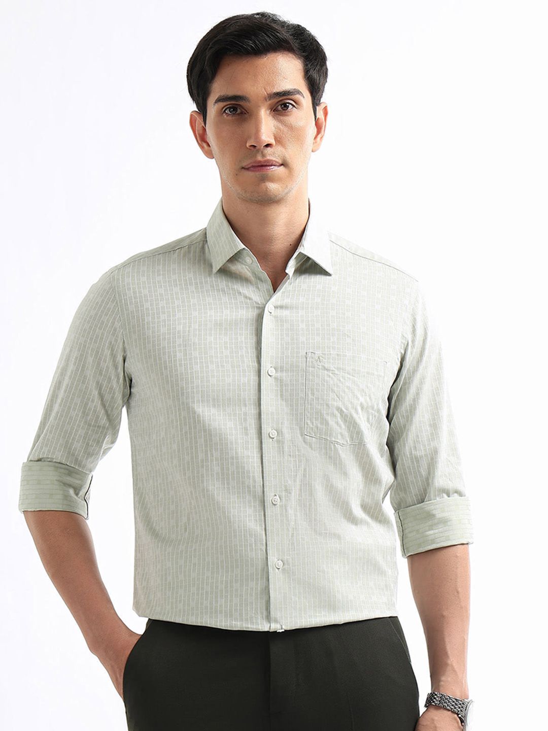 Arrow Manhattan Slim Fit Checked Pure Cotton Formal Shirt