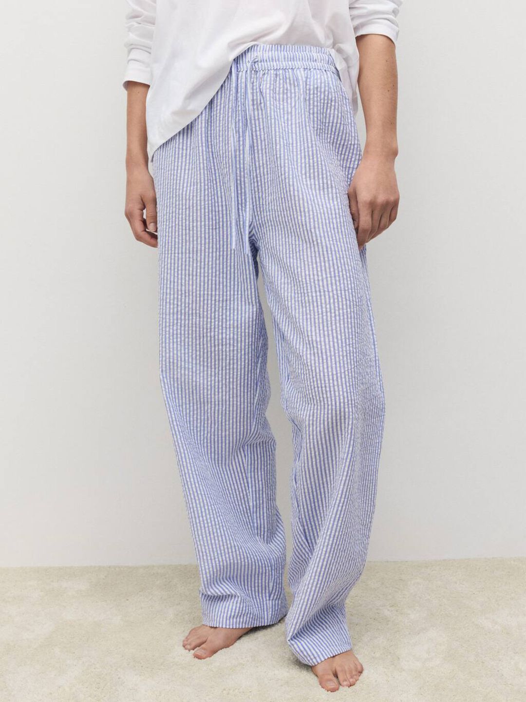 Striped Pure Cotton Straight Lounge Pants