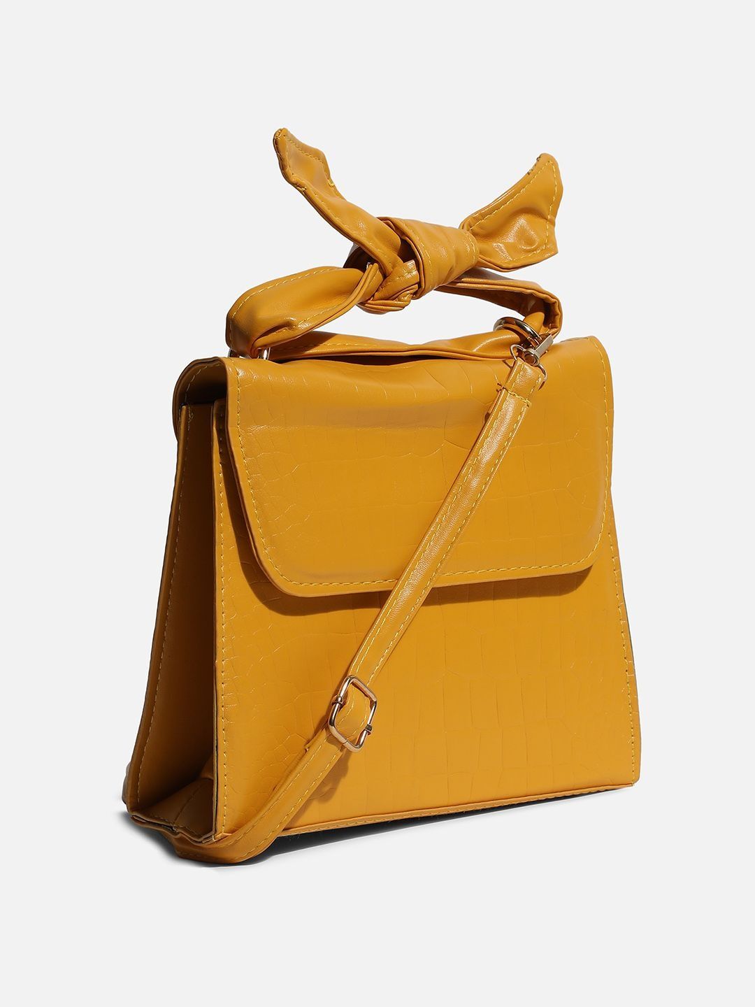 HAUTE SAUCE Textured PU Structured Sling Bag with Bow Detail