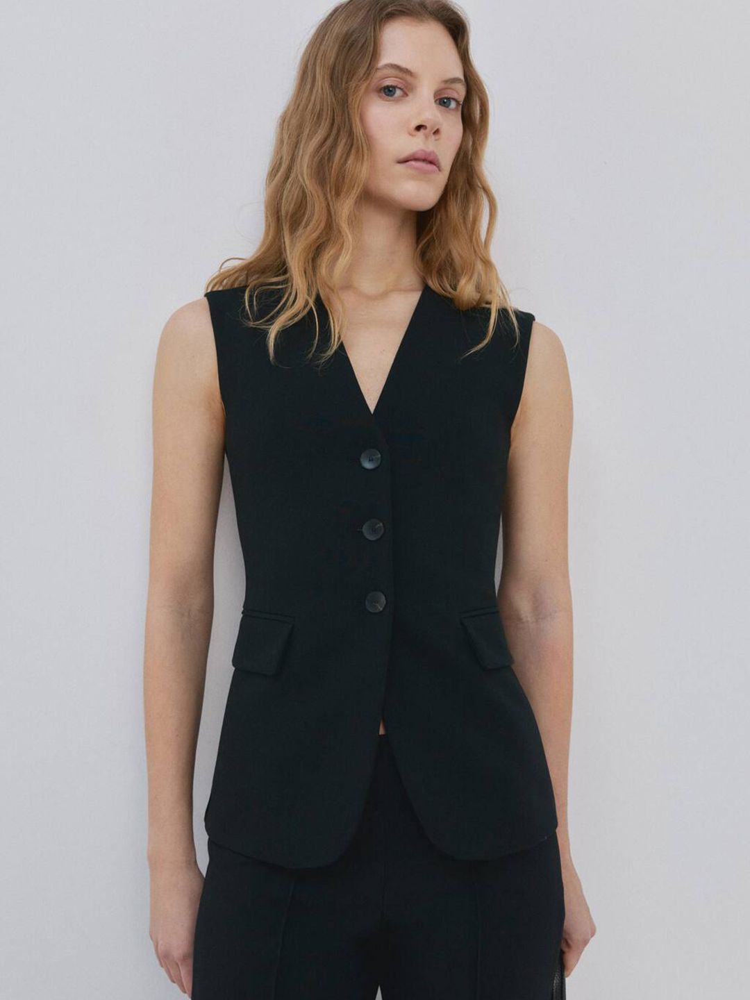 V-Neck Lace-Up Detail Waistcoat