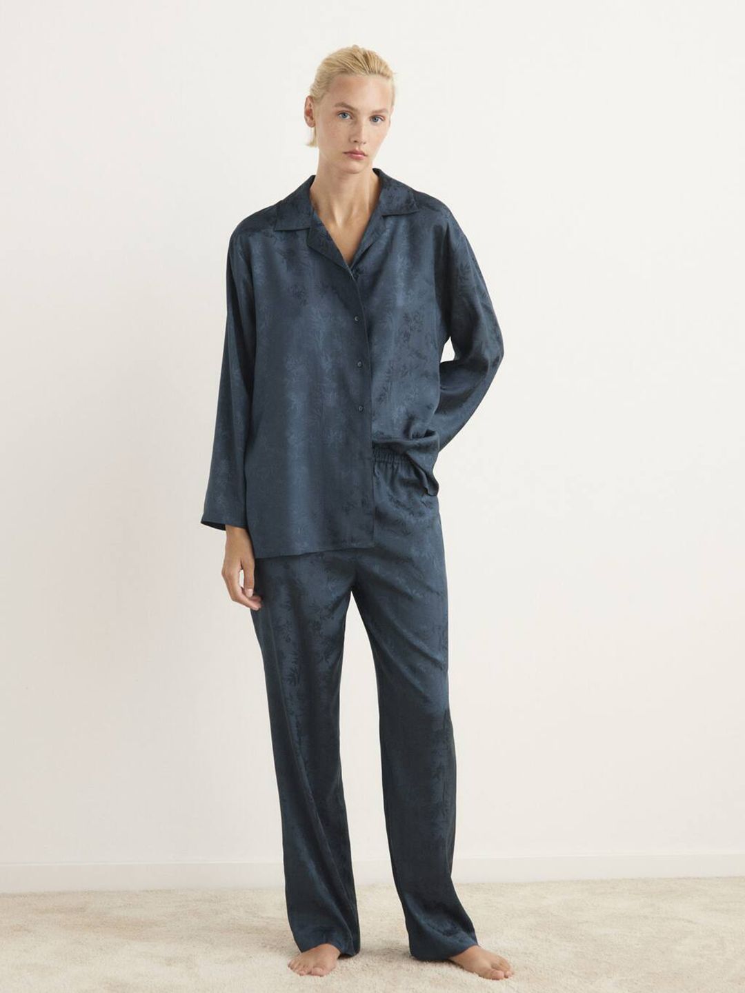 Floral Self Design Straight Lounge Pants