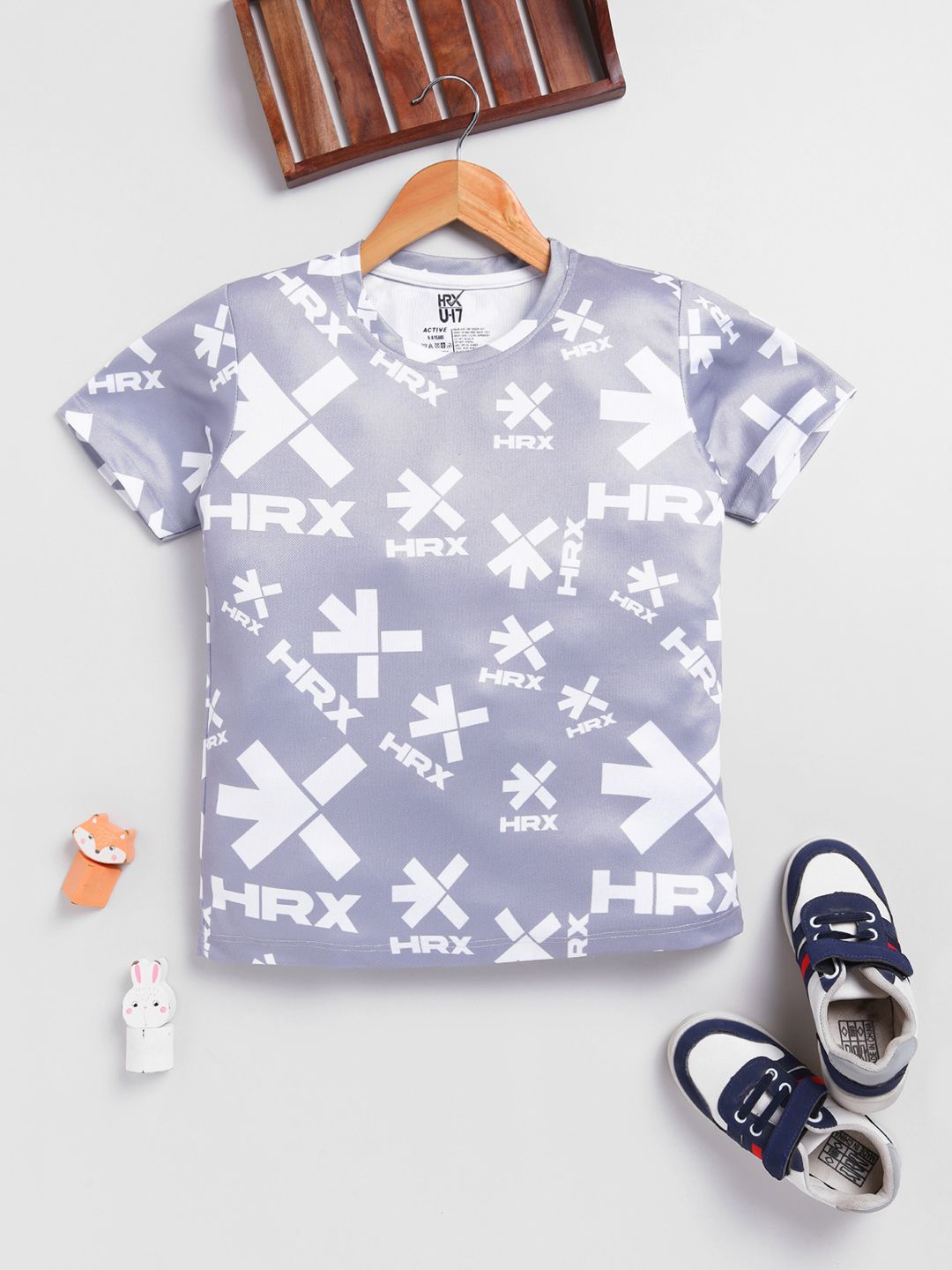 HRX by Hrithik Roshan HRX by Hrithik Roshan Boys Brand Logo Printed Rapid Dry Sports T-shirt