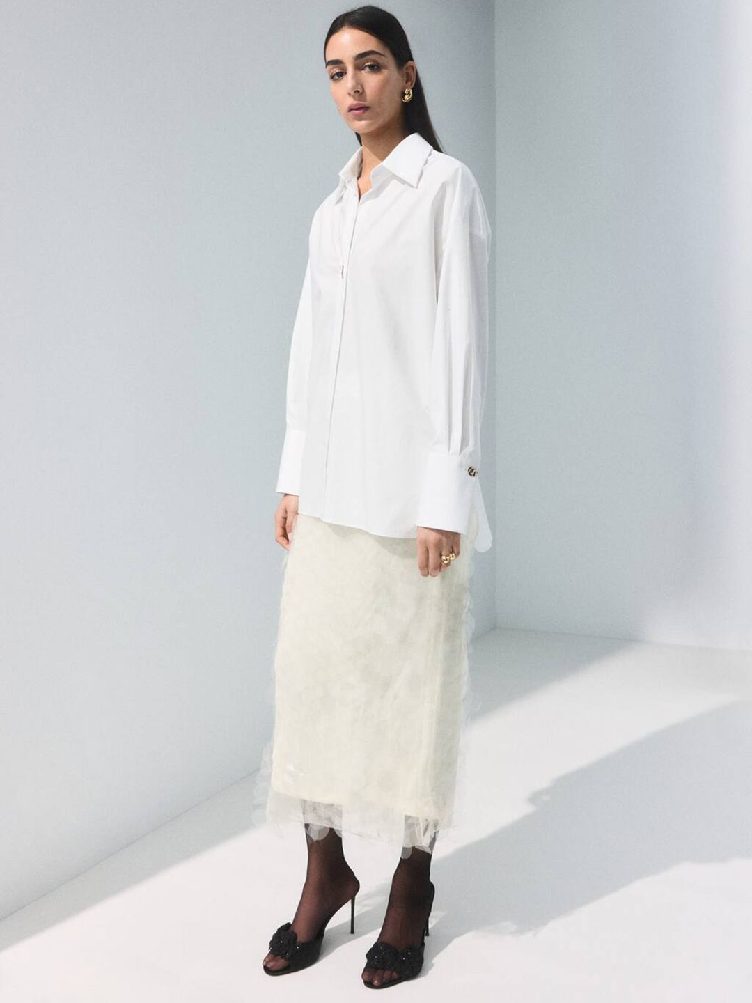 Pure Cotton Drop-Shoulder Sleeves Oversized Casual Shirt