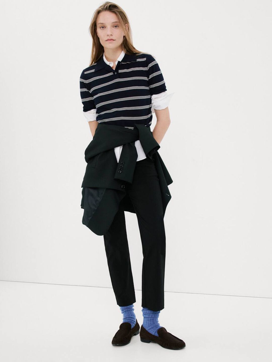 Striped Polo Collar T-shirt
