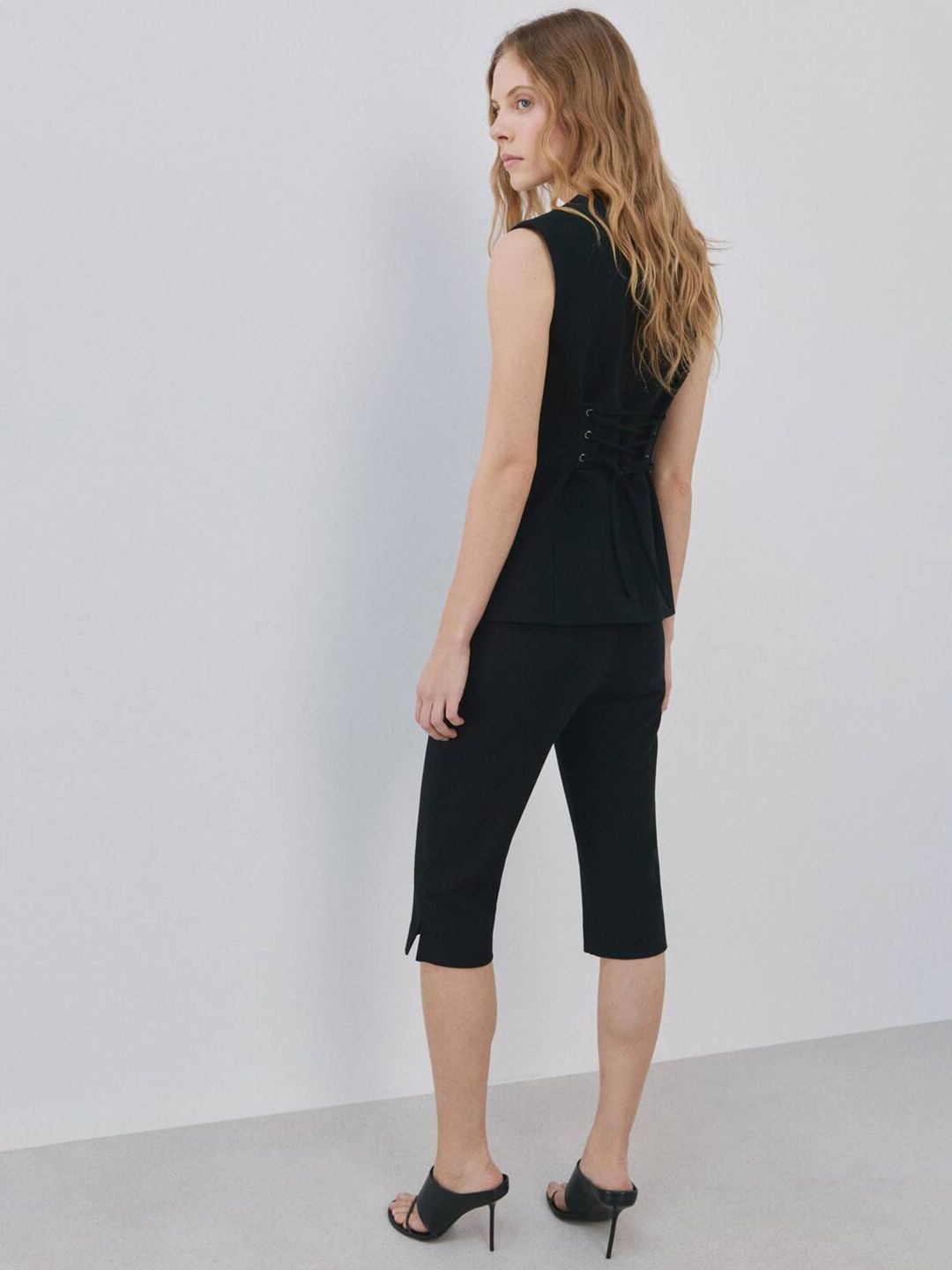 V-Neck Lace-Up Detail Waistcoat