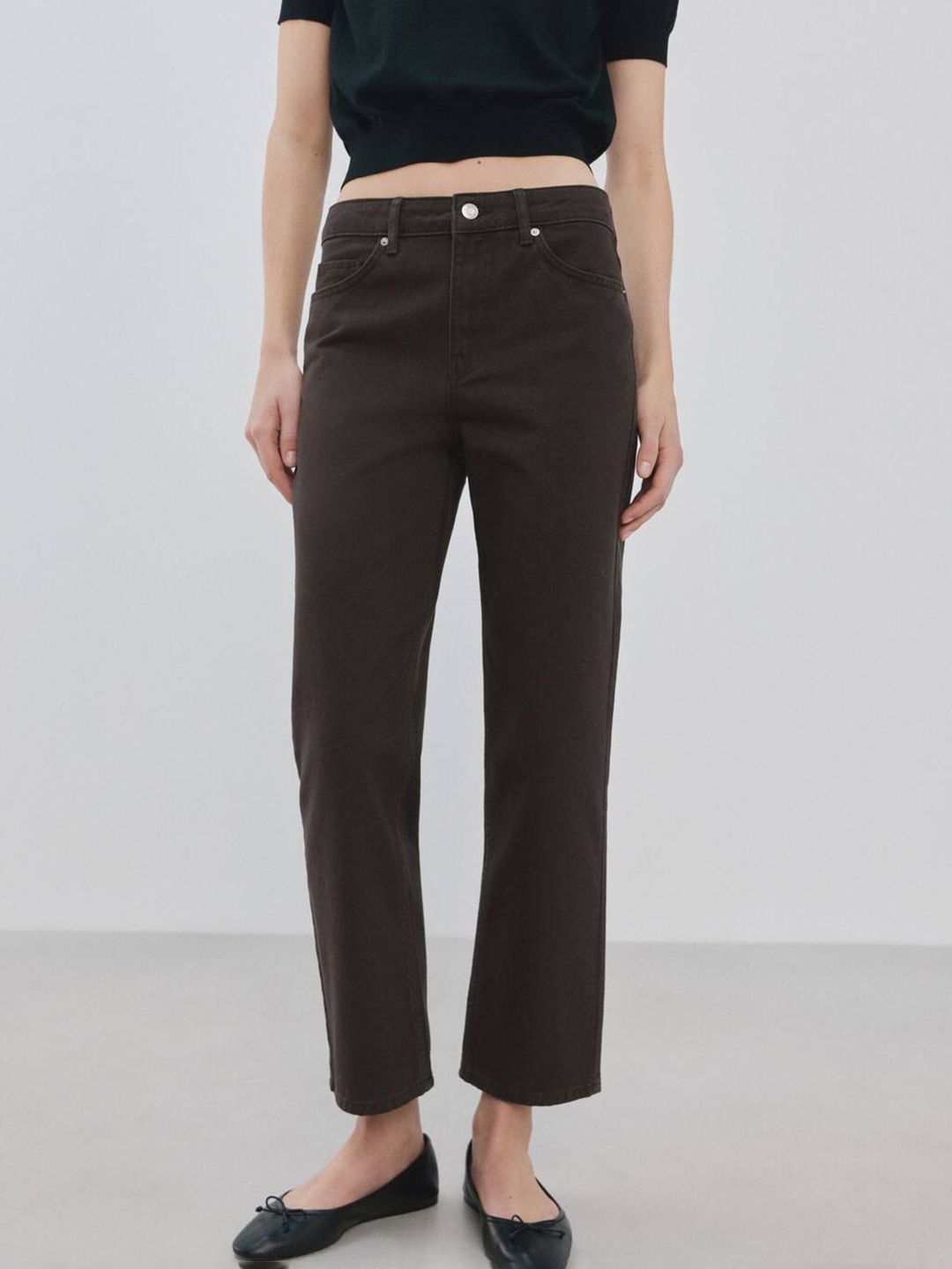 Straight Fit Mid-Rise Pure Cotton Jeans