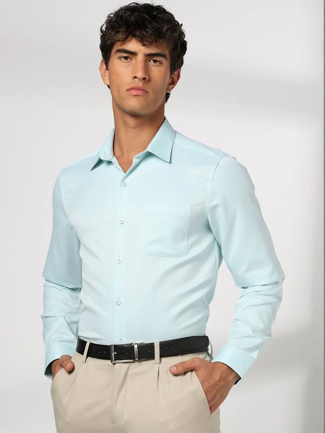 John Players Men's Slim Fit Shirt With Patch-Pocket