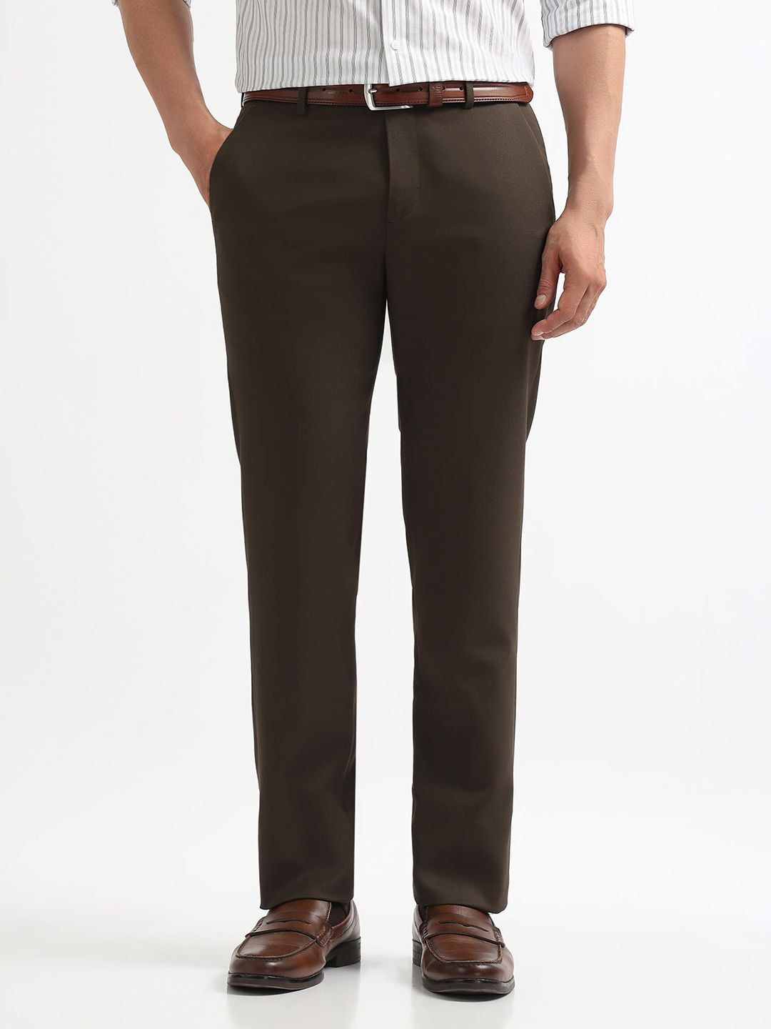 Arrow Men Hudson Tailored Fit Textured Formal Trousers