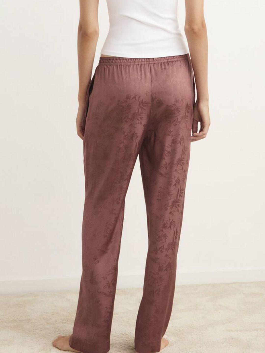 Floral Self Design Straight Lounge Pants