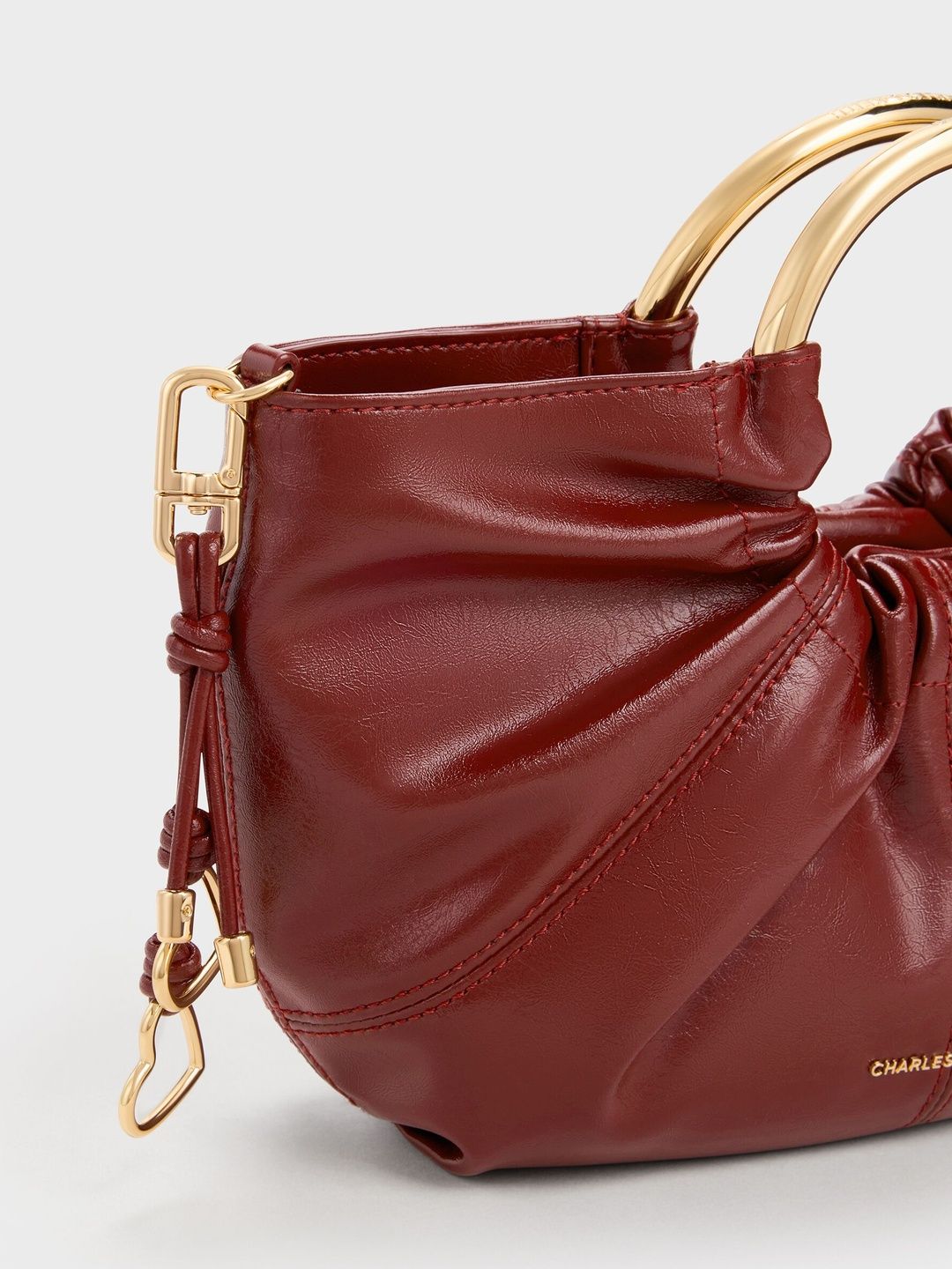 Ciara Ruched Metal-Handle Tote Bag