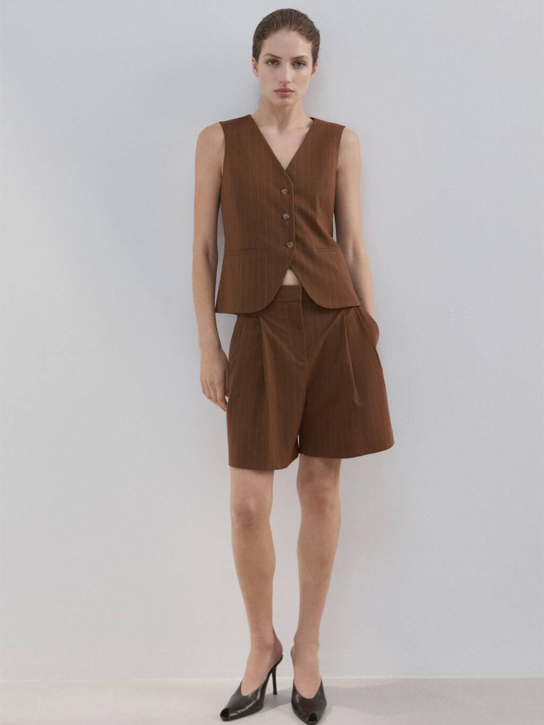 Striped V-Neck Waistcoat