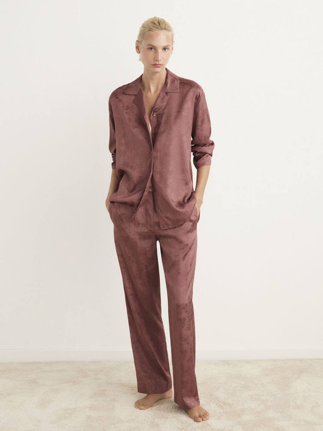 Floral Self Design Straight Lounge Pants