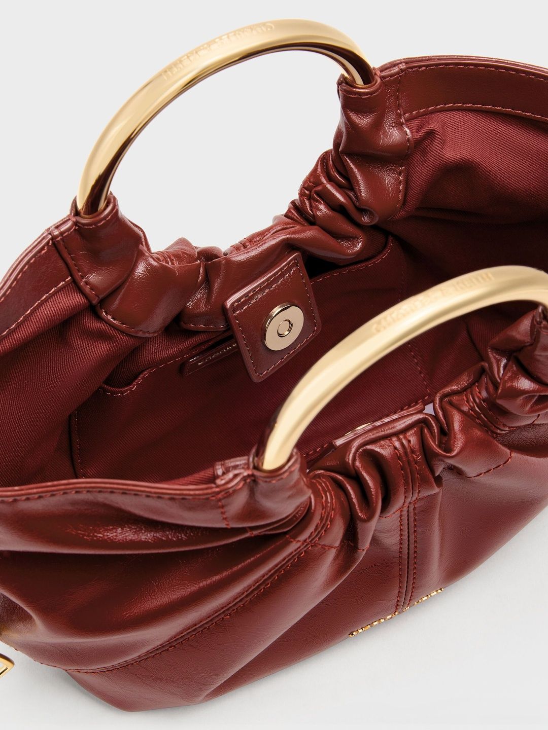 Ciara Ruched Metal-Handle Tote Bag