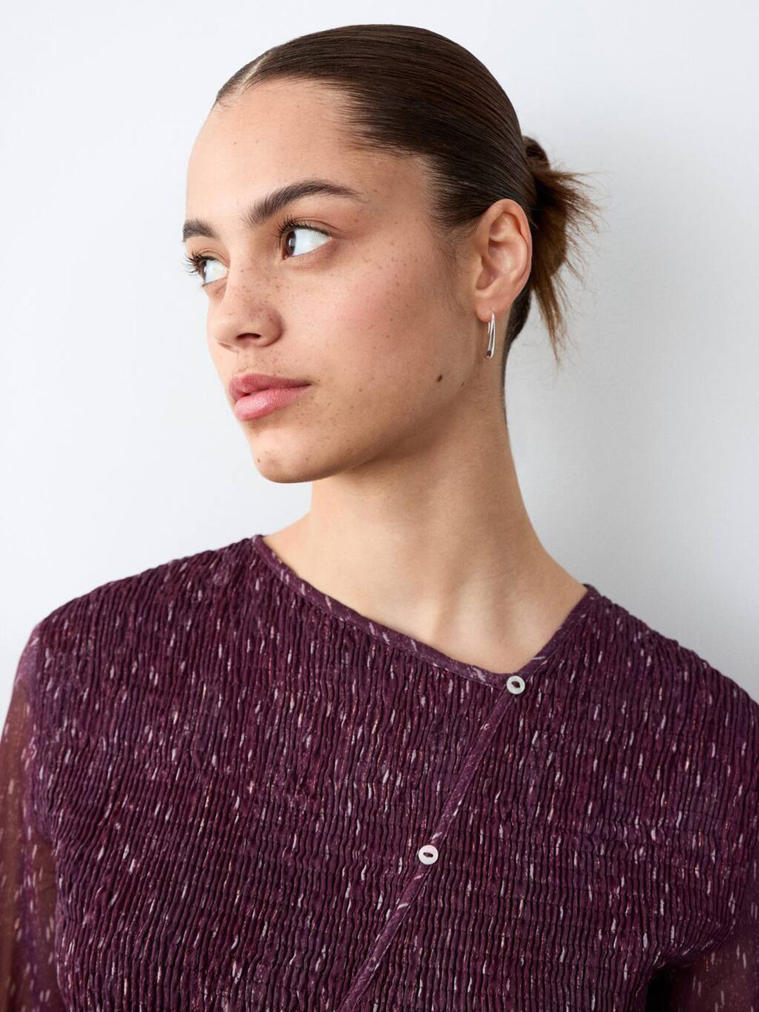 Geometric Printed Smocked Top