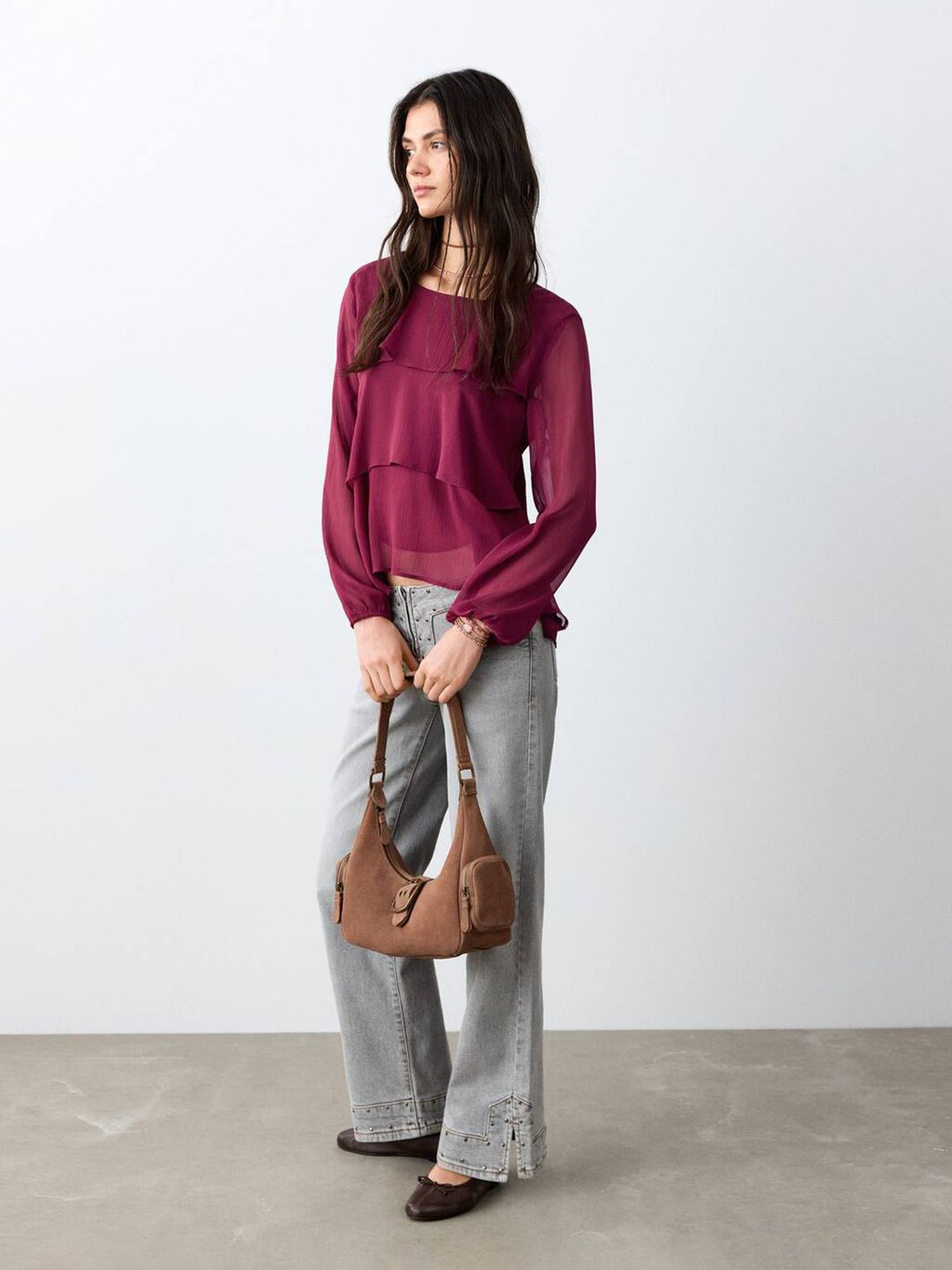 Ruffled Long Sleeves Top