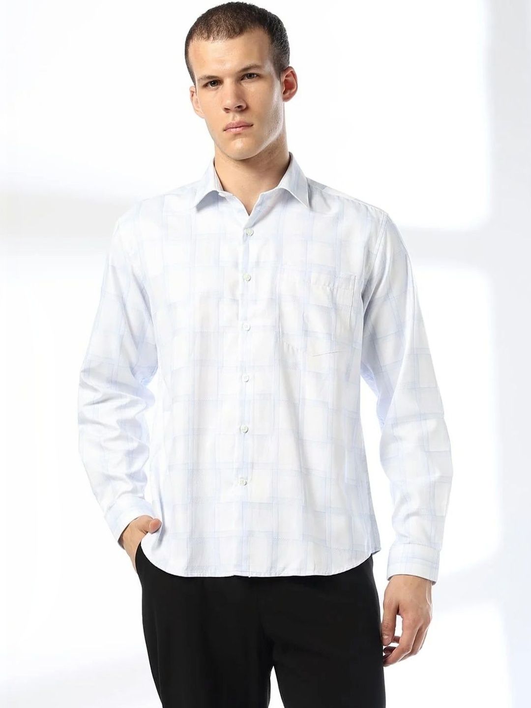 John Players Men?s Checked Shirt With Chest Pocket