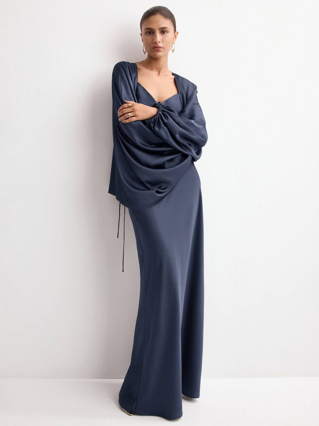 Satin A-line Maxi Skirt