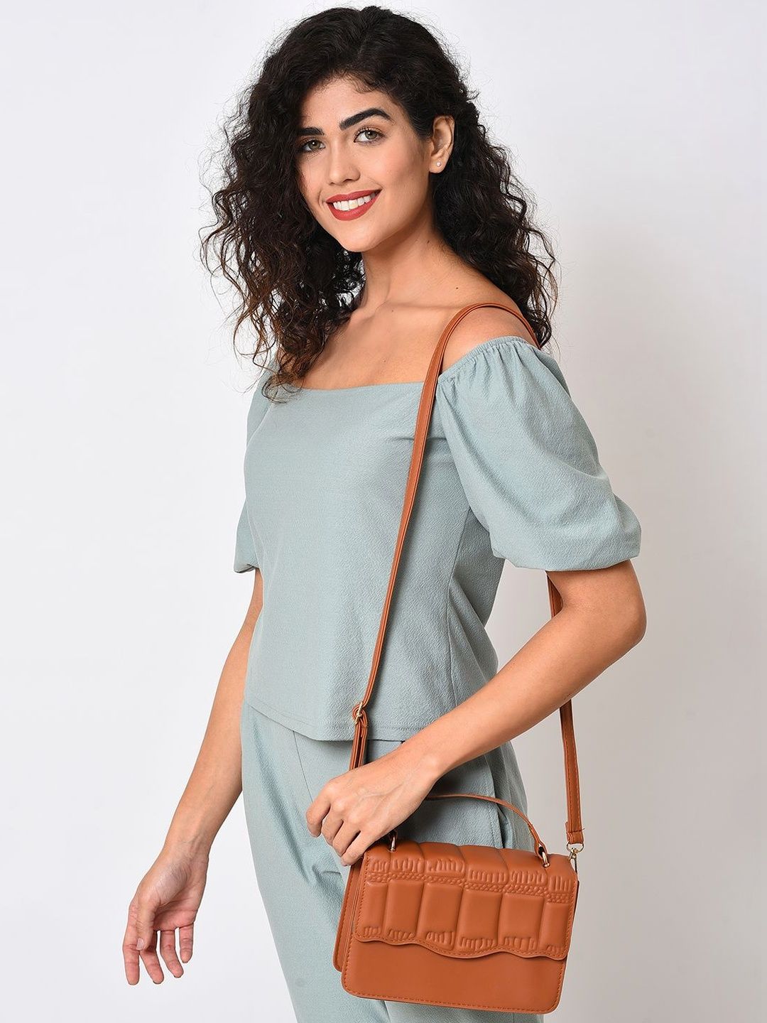 HAUTE SAUCE Textured PU Sling Bag with Quilted