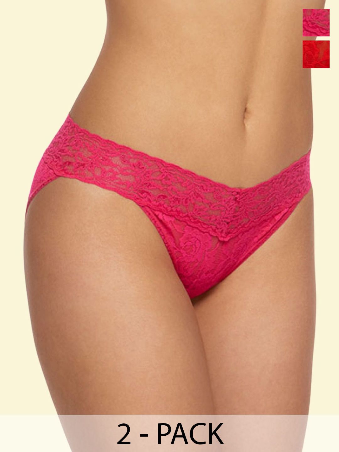 ZERJAMA Women Pack of 2 Printed Anti Bacterial Lace Bikini