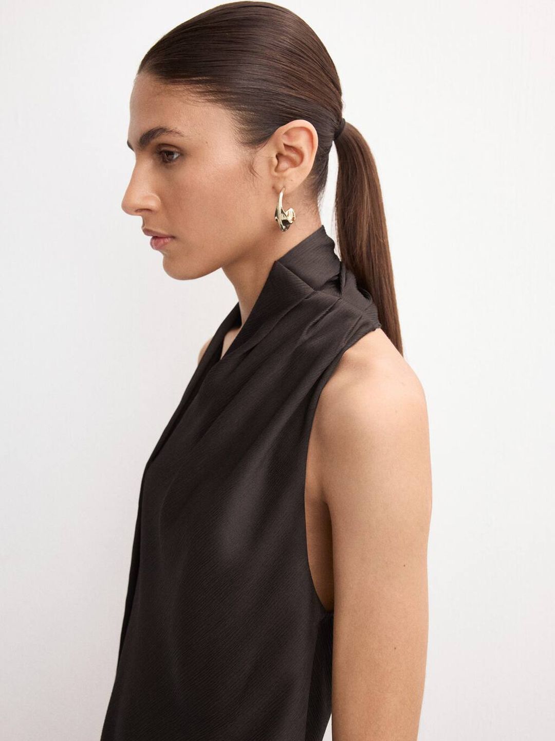 Scarf Neck High-Low Longline Top