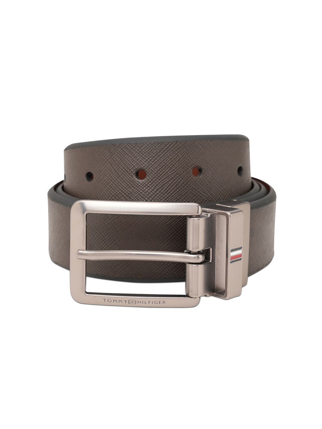 Men Leather Reversible Belt Tommy Hilfiger Men Textured Leather Reversible Belt