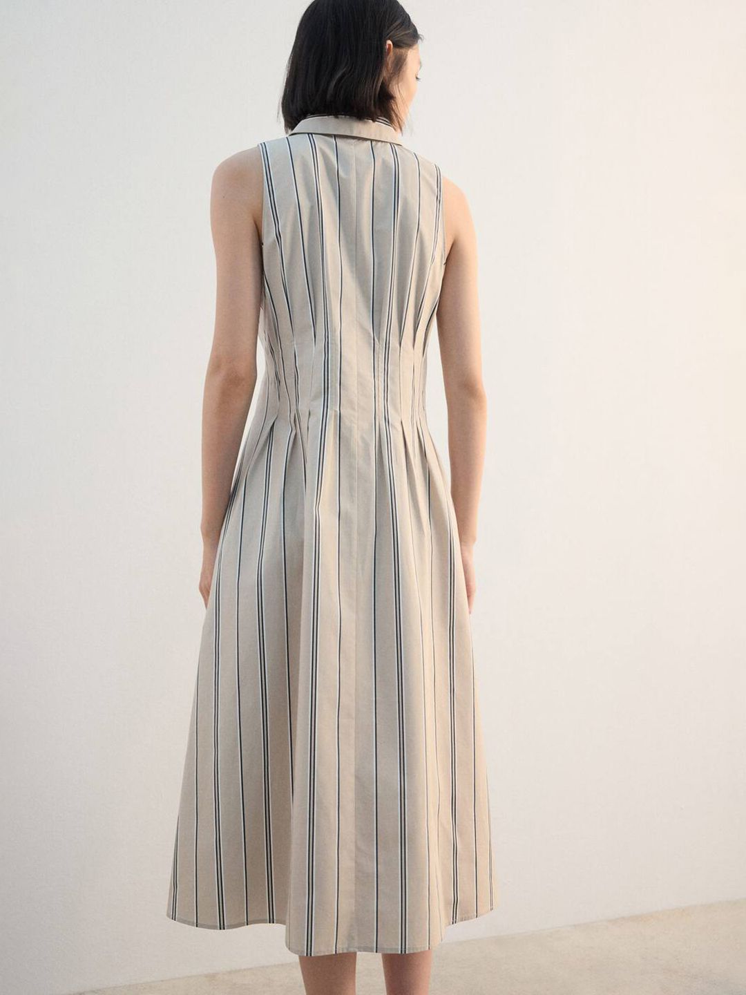 Striped A-Line Midi Dress